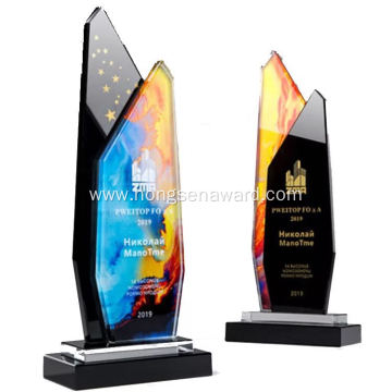Mixed color crystal trophy